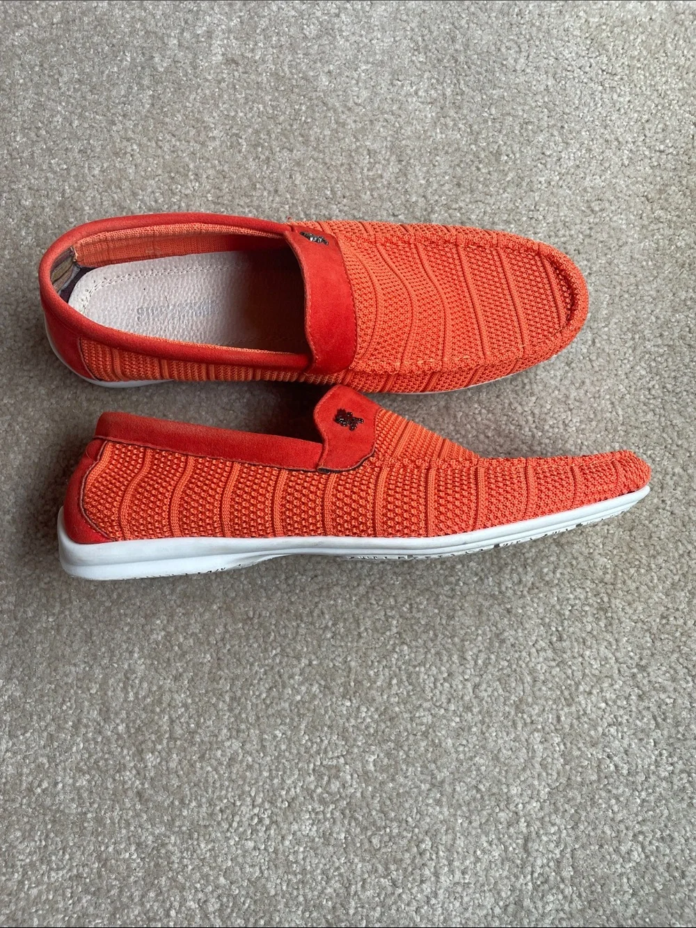 Stacy Adams Men's Slip-On Knit Loafers in Bright Red-Orange